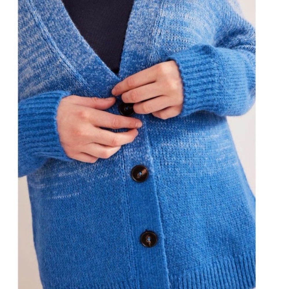 Boden Fluffy Blue Ombre Oversized Cardigan Sweater Wool Alpaca Blend - Picture 4 of 7